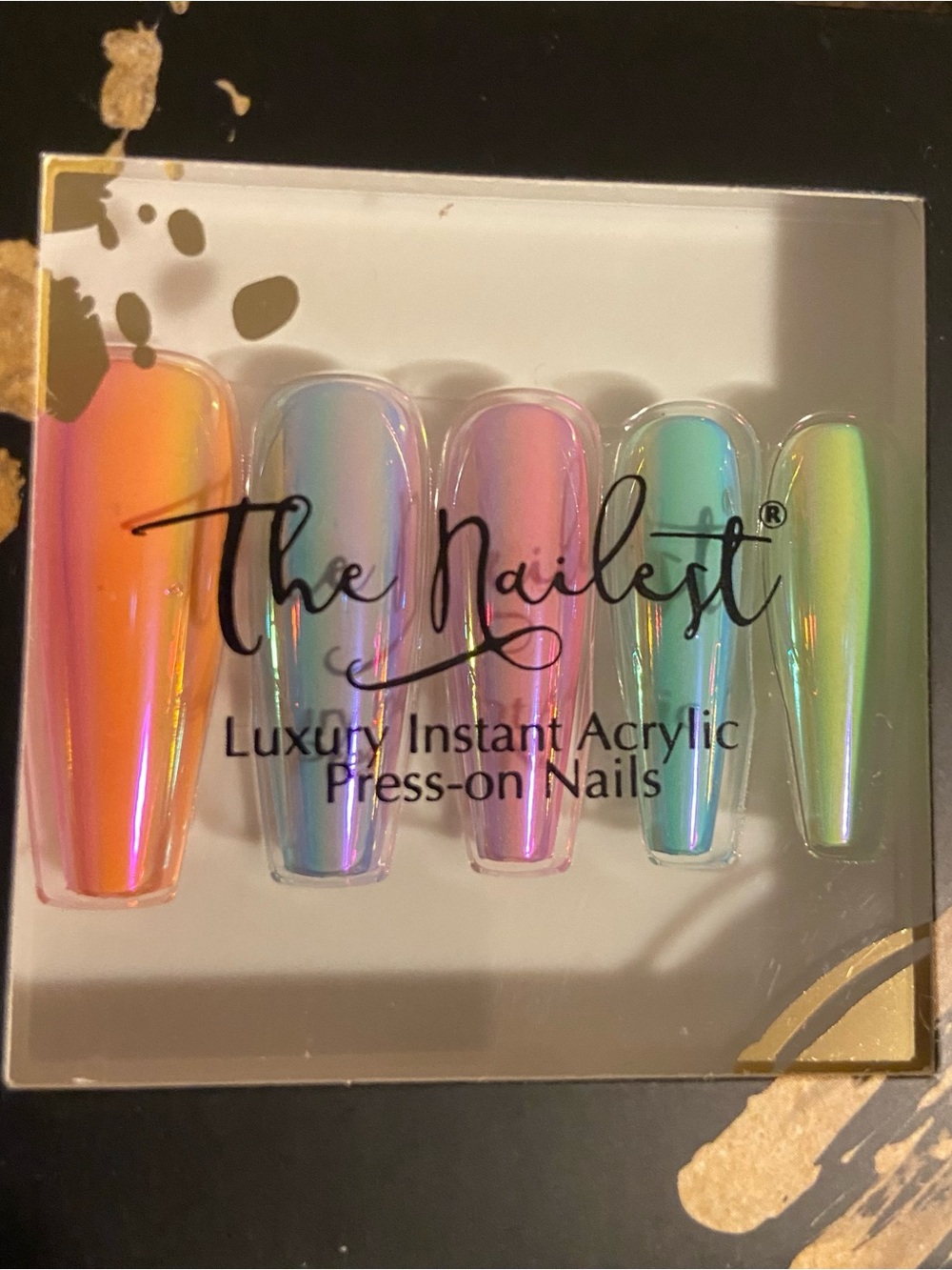 Reflective Chrome Mirror Finish Luxury Instant Acrylic Press-On Nails - Picture 6 of 7